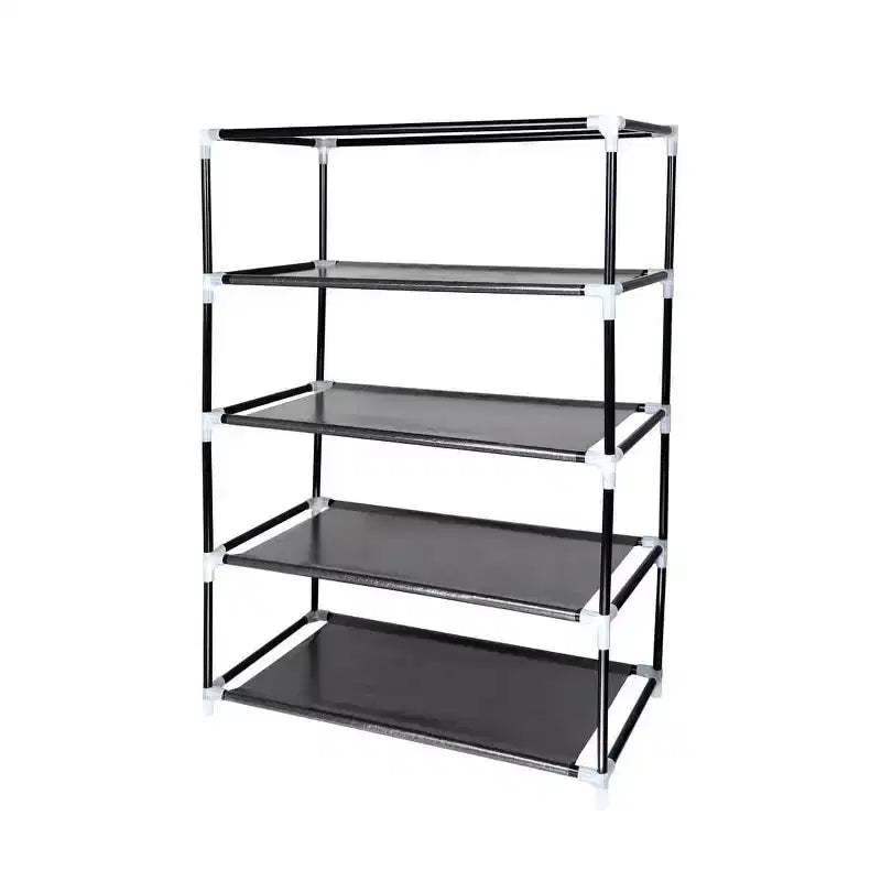 J&V TEXTILES 4 Tier Shoe Rack with Side Pocket Holds 24 Shoes Black