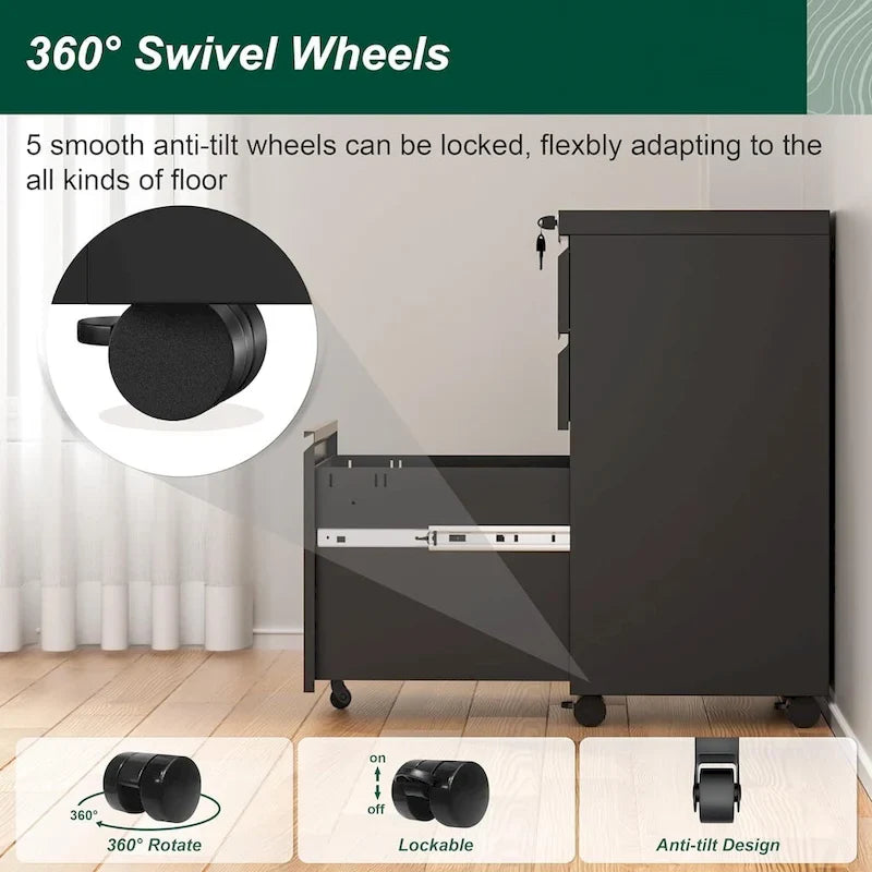 Classificatore verticale/mobile a 3 cassetti per ufficio domestico
