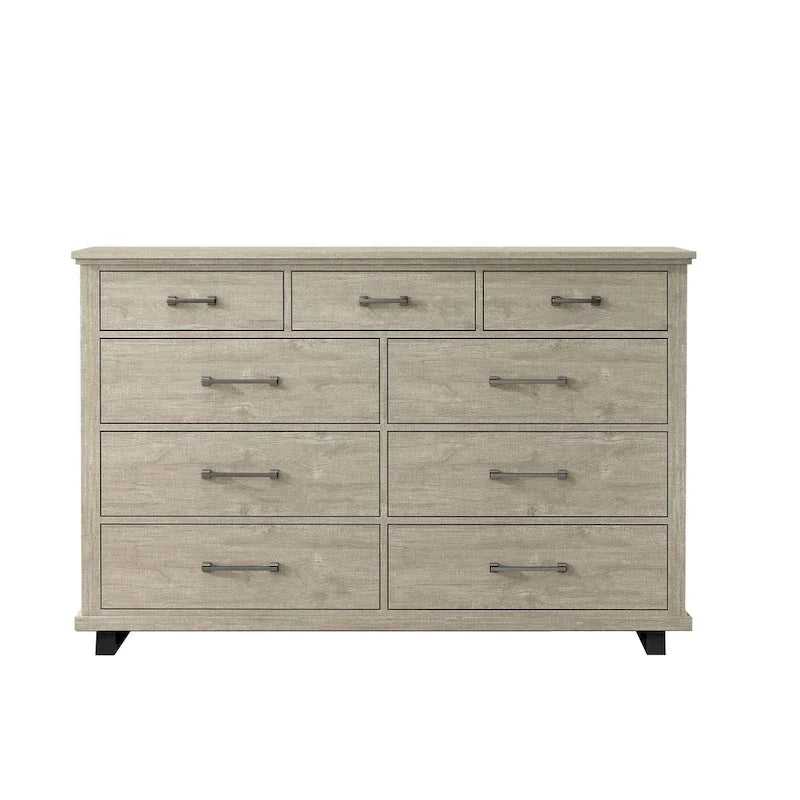 Set camera da letto 4 pezzi stile rustico - 2 comodini, 1 cassettone e 1 comò