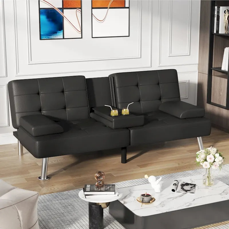 Divano letto futon convertibile Homall con portabicchieri e cuscini