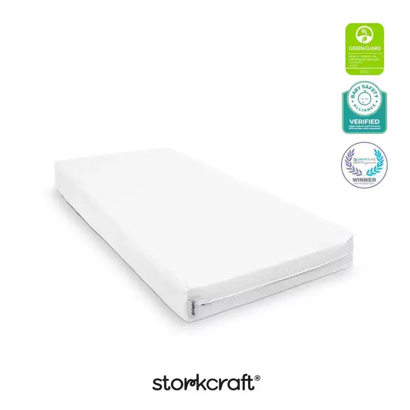 Storkcraft 6" Water-Resistant Grow-with-Me Dual-Sided Baby Crib and Toddler Bed Mattress: Firm Feel, Removable Mesh Cover, Fiber Fill