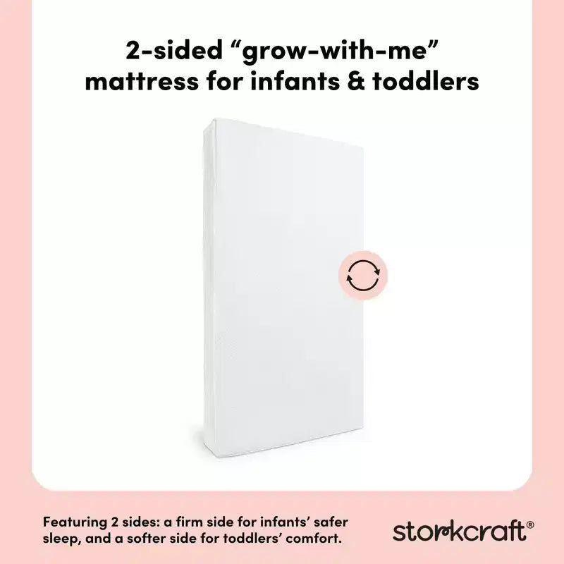 Storkcraft 6" Water-Resistant Grow-with-Me Dual-Sided Baby Crib and Toddler Bed Mattress: Firm Feel, Removable Mesh Cover, Fiber Fill