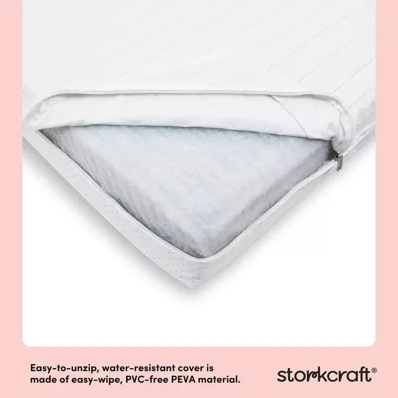 Storkcraft 6" Water-Resistant Grow-with-Me Dual-Sided Baby Crib and Toddler Bed Mattress: Firm Feel, Removable Mesh Cover, Fiber Fill