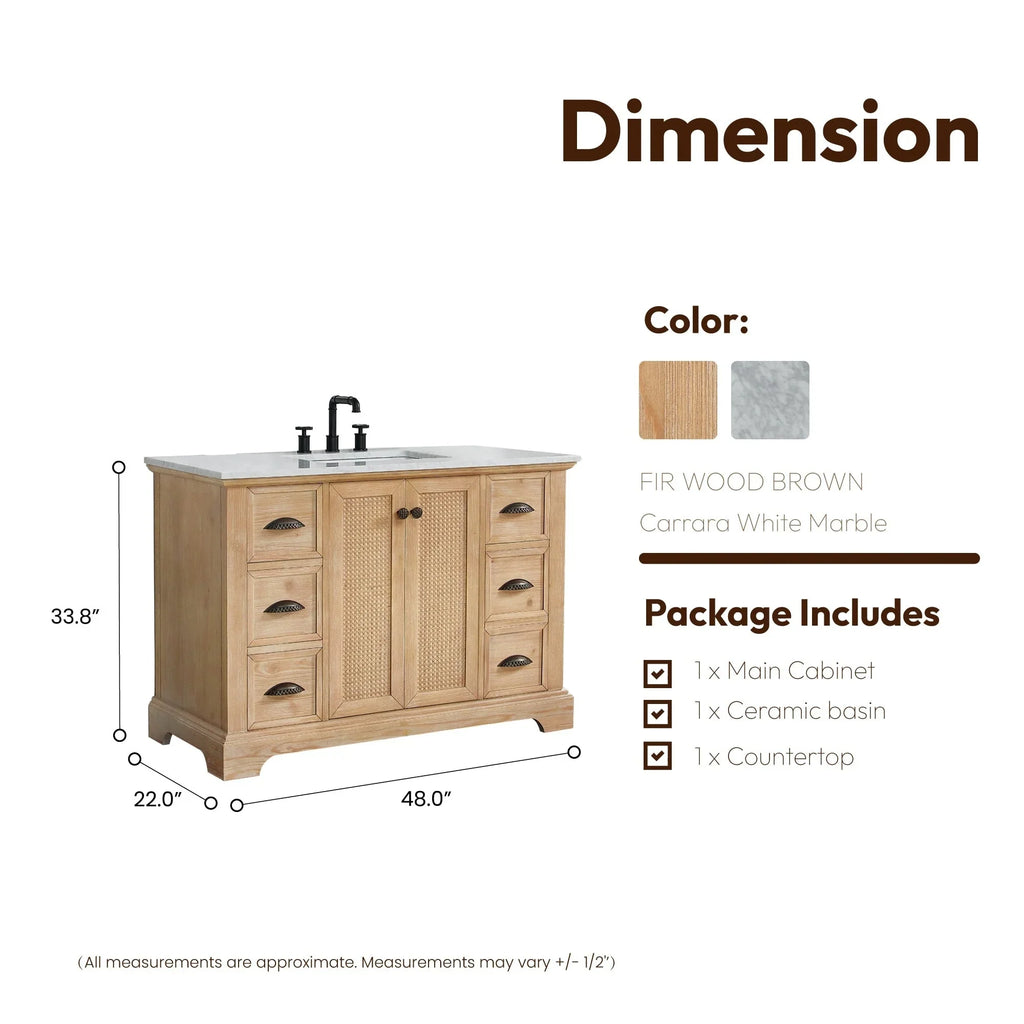 Mobile bagno Hervas con top in marmo naturale senza specchio