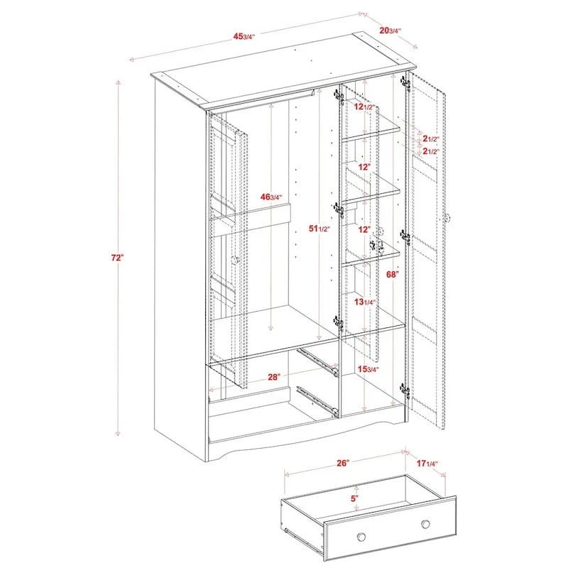 Guardaroba a 3 ante - Bianco/Moka/Java - Legno massello