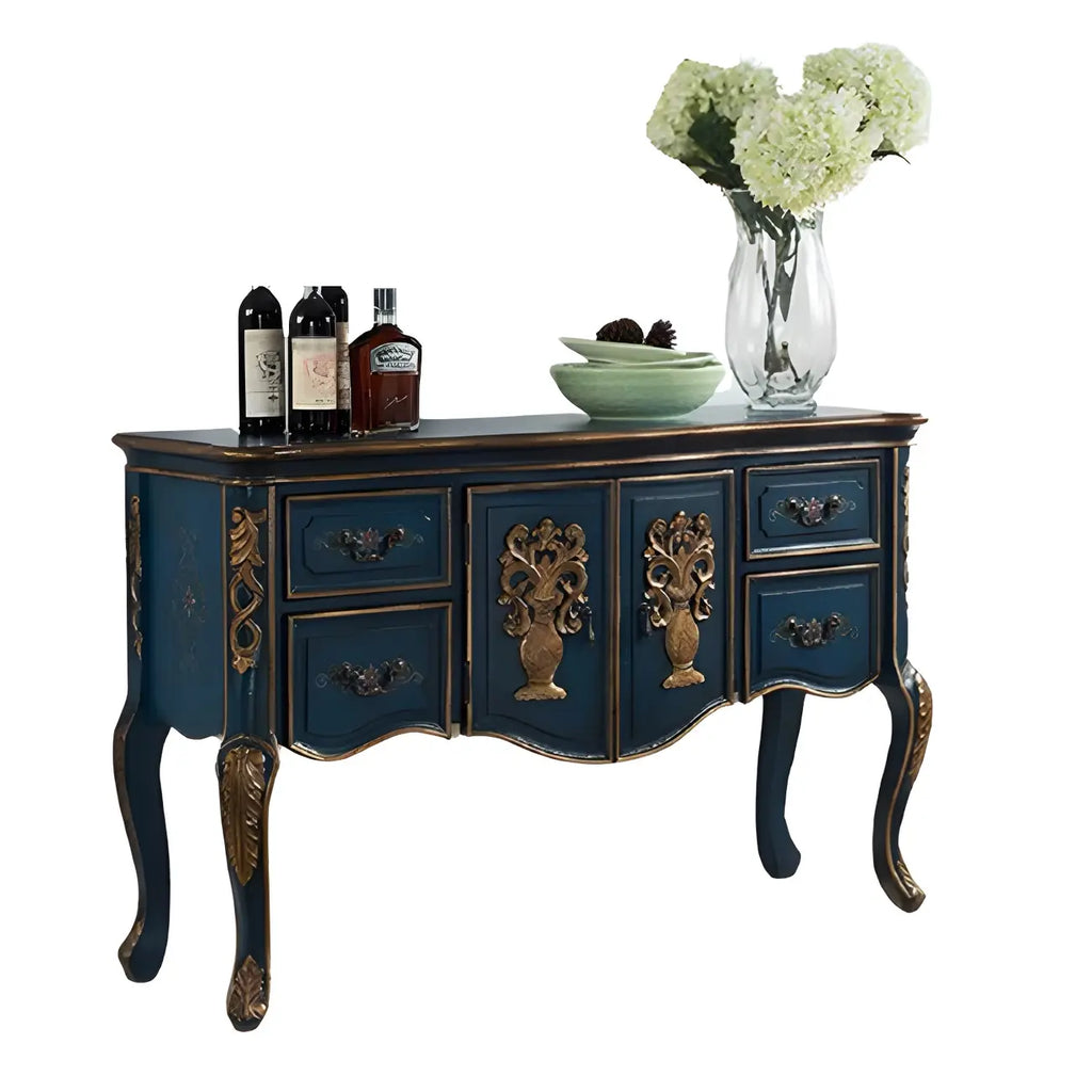 Consolle da Ingresso in Legno Stile Caffè Francese con Cassetti