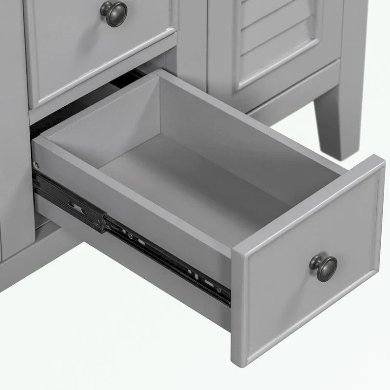 Mobile bagno con lavabo in ceramica, due ante e cinque cassetti