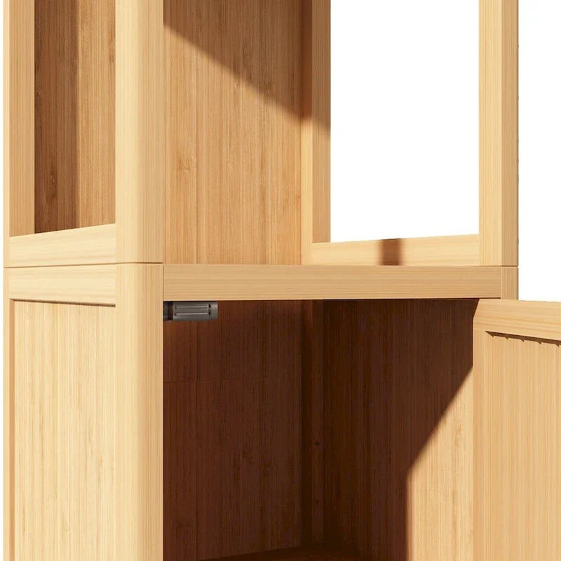 Mobile bagno alto 52 a 1 anta in legno naturale con ripiano a giorno