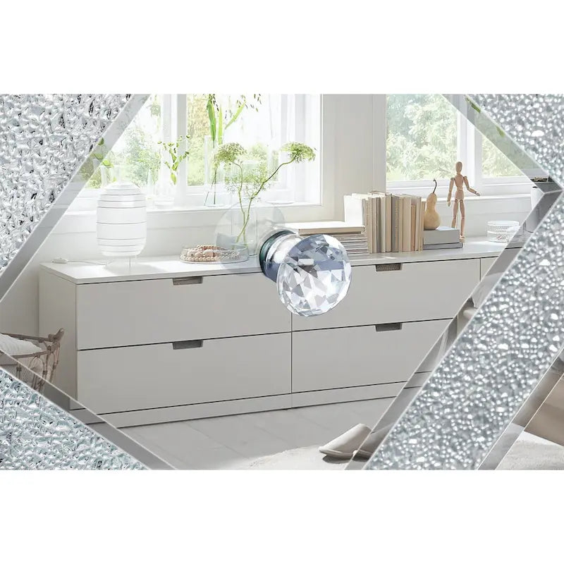 Mobile TV da 59 pollici con ante a specchio a forma di diamante e spazio di archiviazione, per TV fino a 65 pollici