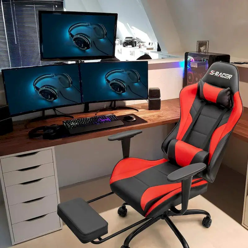 Sedia da gaming con poggiapiedi - Sedia da scrivania ergonomica