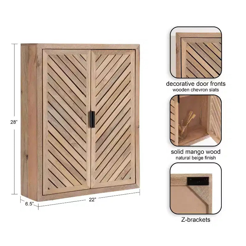 Kate & Laurel All Things Decor Mezzeta Tall 2 Door Bath Cabinet Natural