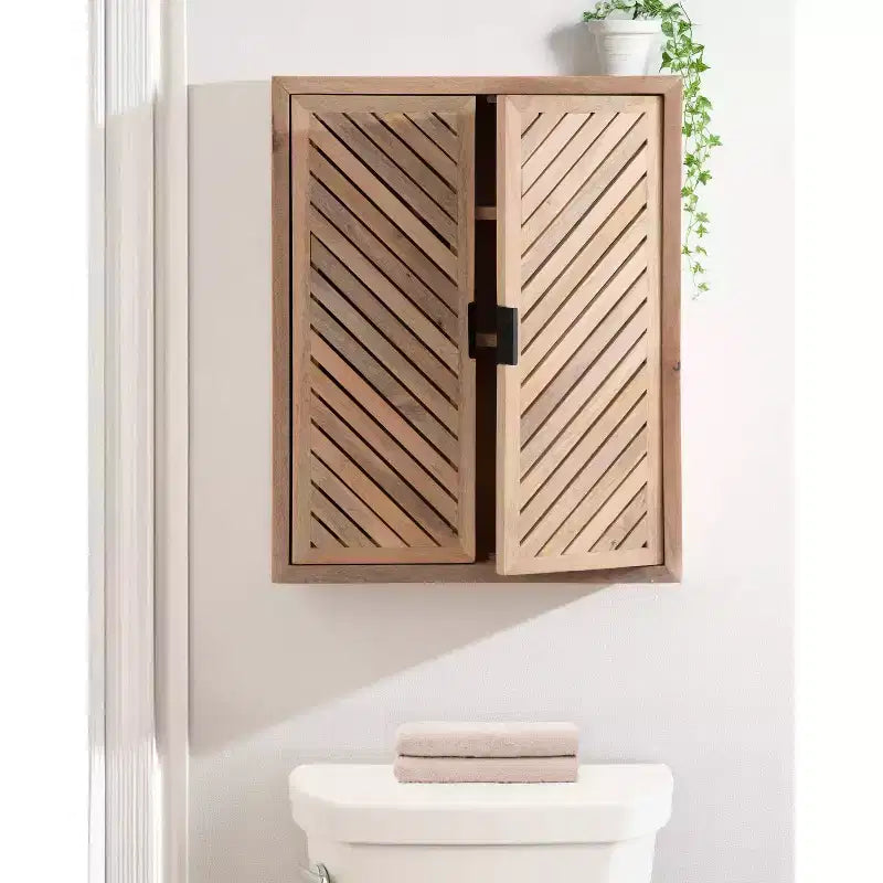 Kate & Laurel All Things Decor Mezzeta Tall 2 Door Bath Cabinet Natural