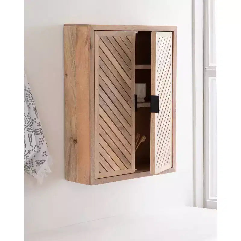 Kate & Laurel All Things Decor Mezzeta Tall 2 Door Bath Cabinet Natural