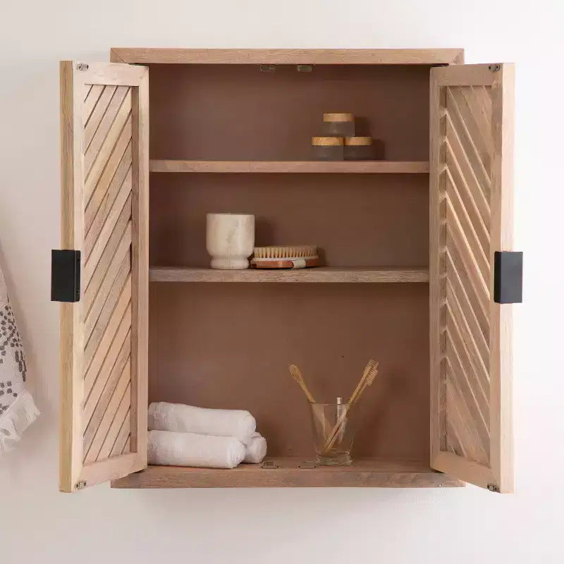 Kate & Laurel All Things Decor Mezzeta Tall 2 Door Bath Cabinet Natural