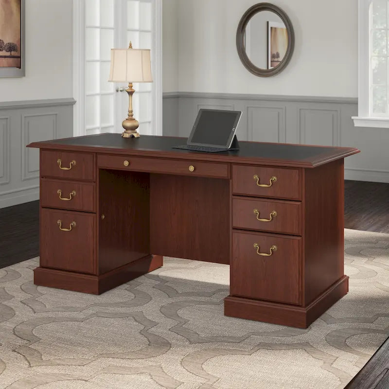 Scrivania Direzionale Bush Furniture Saratoga con Cassetti e Vani Contenitori