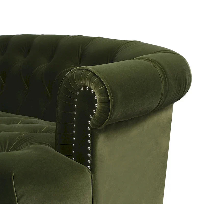 Divano Chesterfield trapuntato in velluto La Rosa 84 Mid-Century Modern