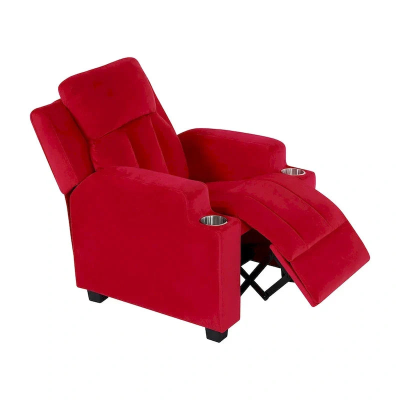 Poltrona reclinabile deluxe per bambini con poggiapiedi, poggiatesta e 2 portabicchieri, in microfibra, per bambini dai 3 anni in su