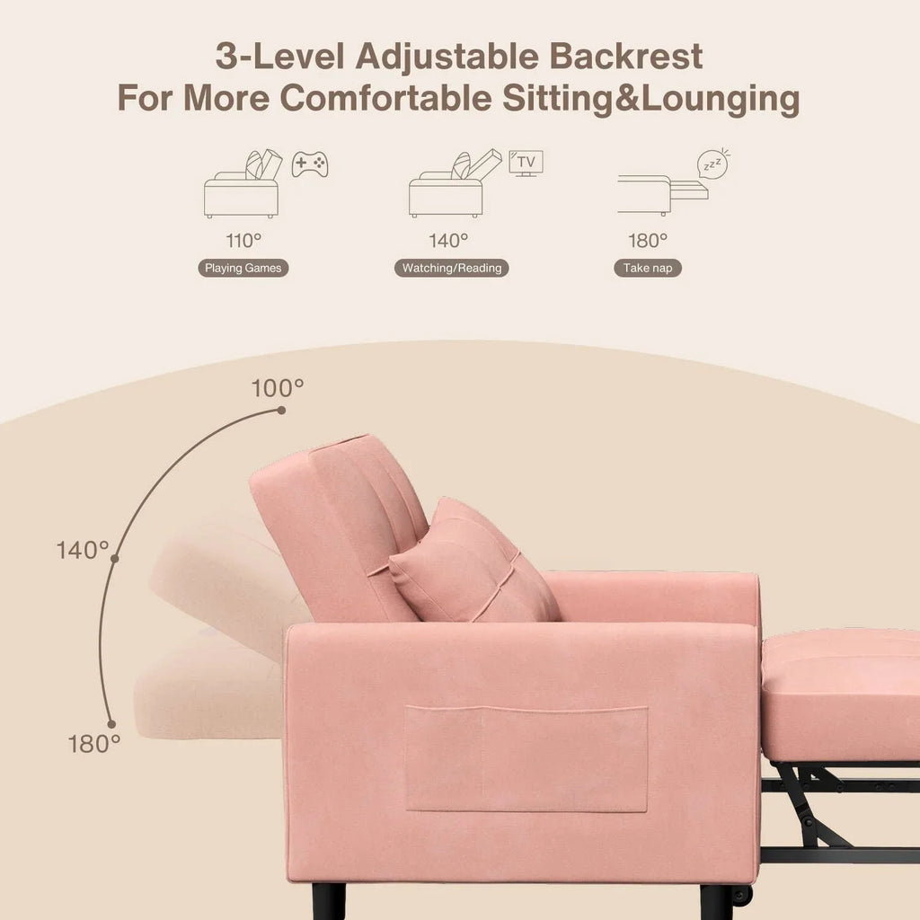 Divano letto trasformabile 3-in-1, Poltrona letto estraibile, Letto pieghevole convertibile per soggiorno