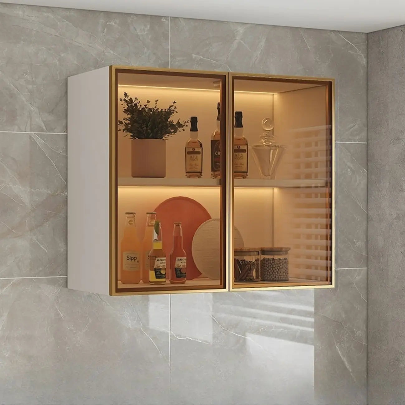 Madia pensile da cucina grigia in legno
