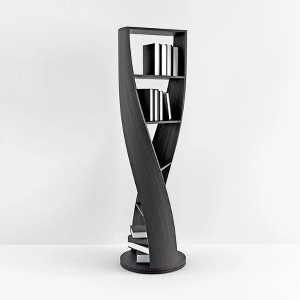Libreria verticale a 5 ripiani in legno modello clessidra contemporanea