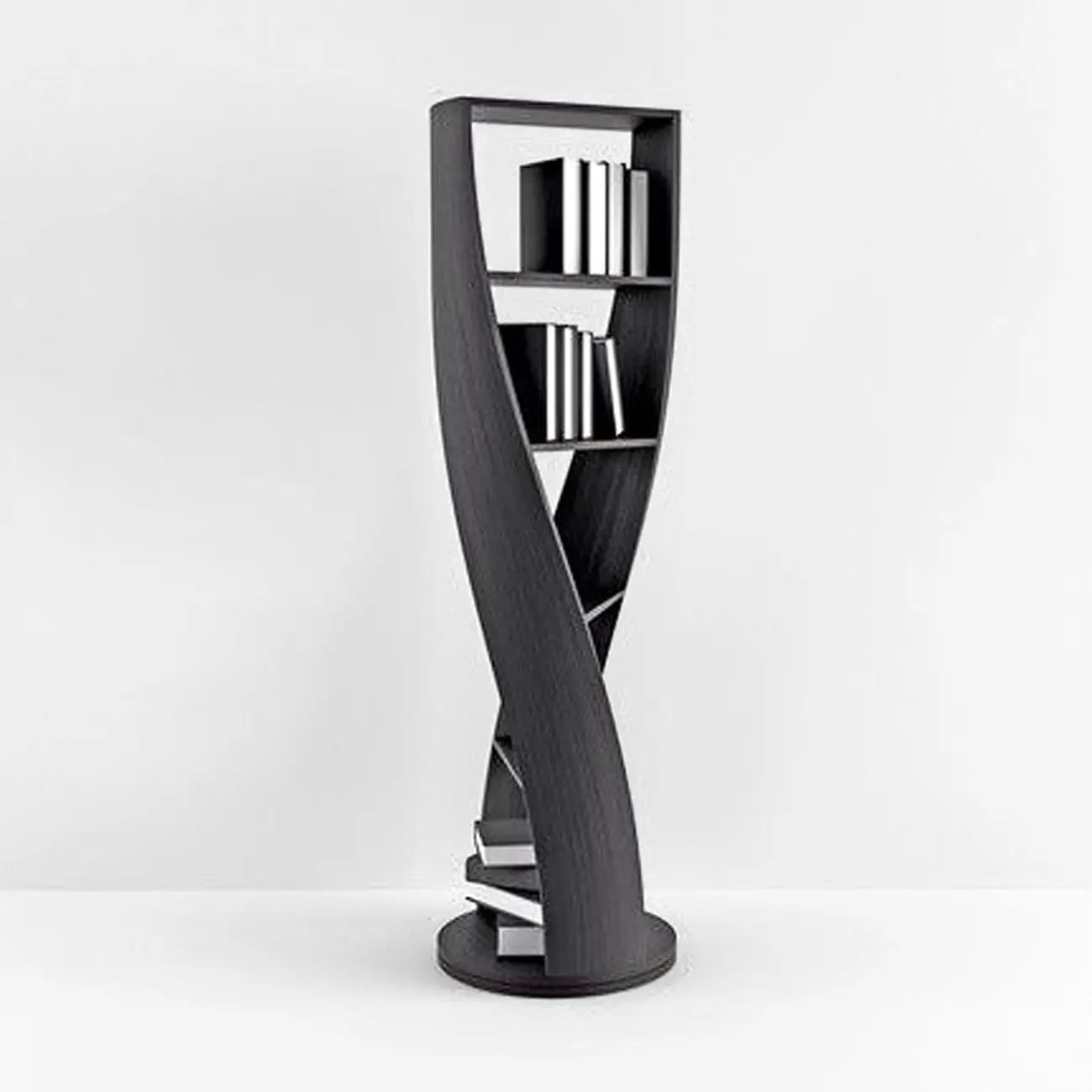 Libreria verticale a 5 ripiani in legno modello clessidra contemporanea