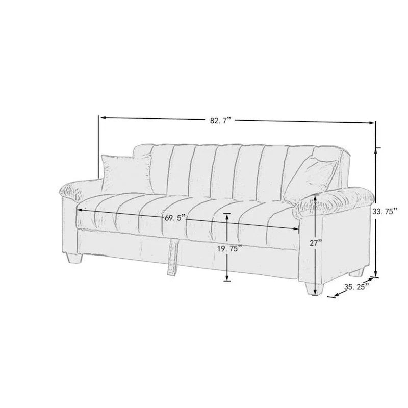 Divano letto convertibile in velluto da 82,7" con 2 cuscini