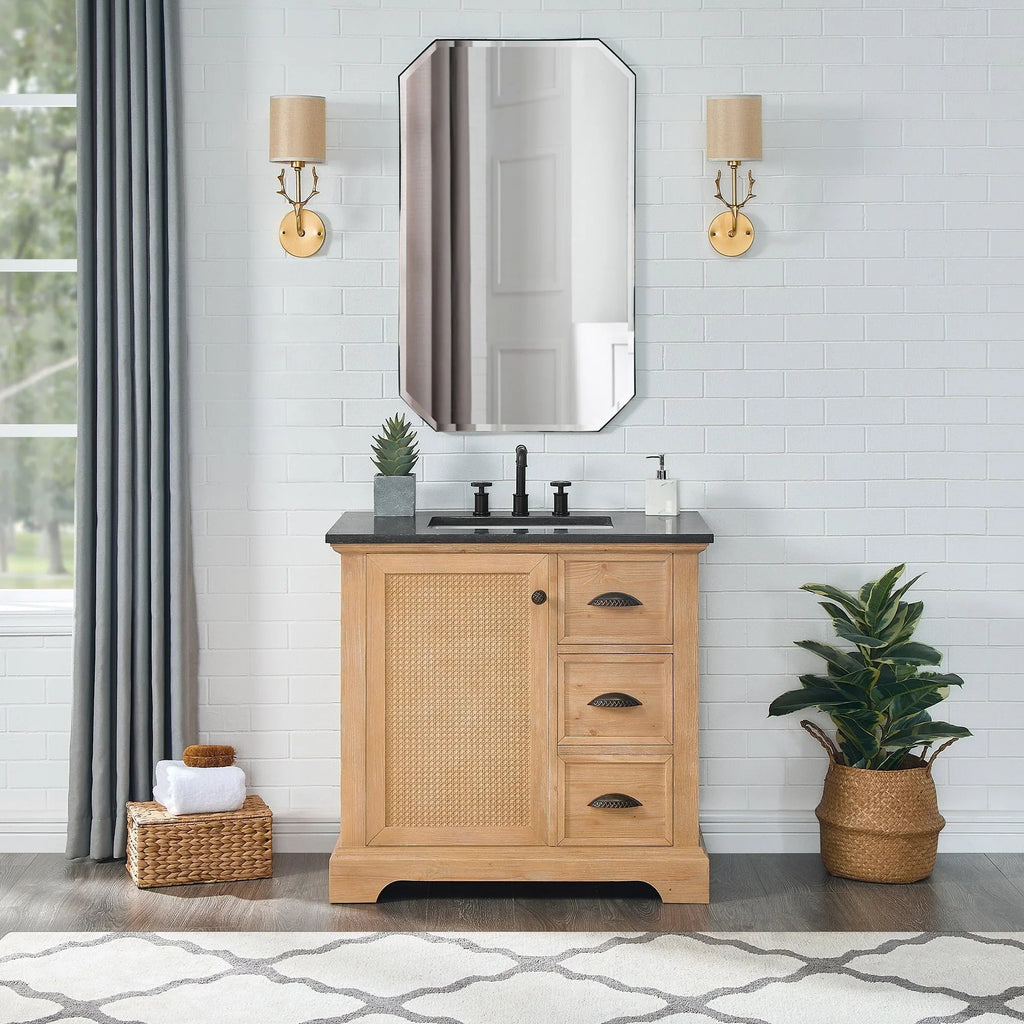 Mobile bagno Hervas con top in marmo naturale senza specchio