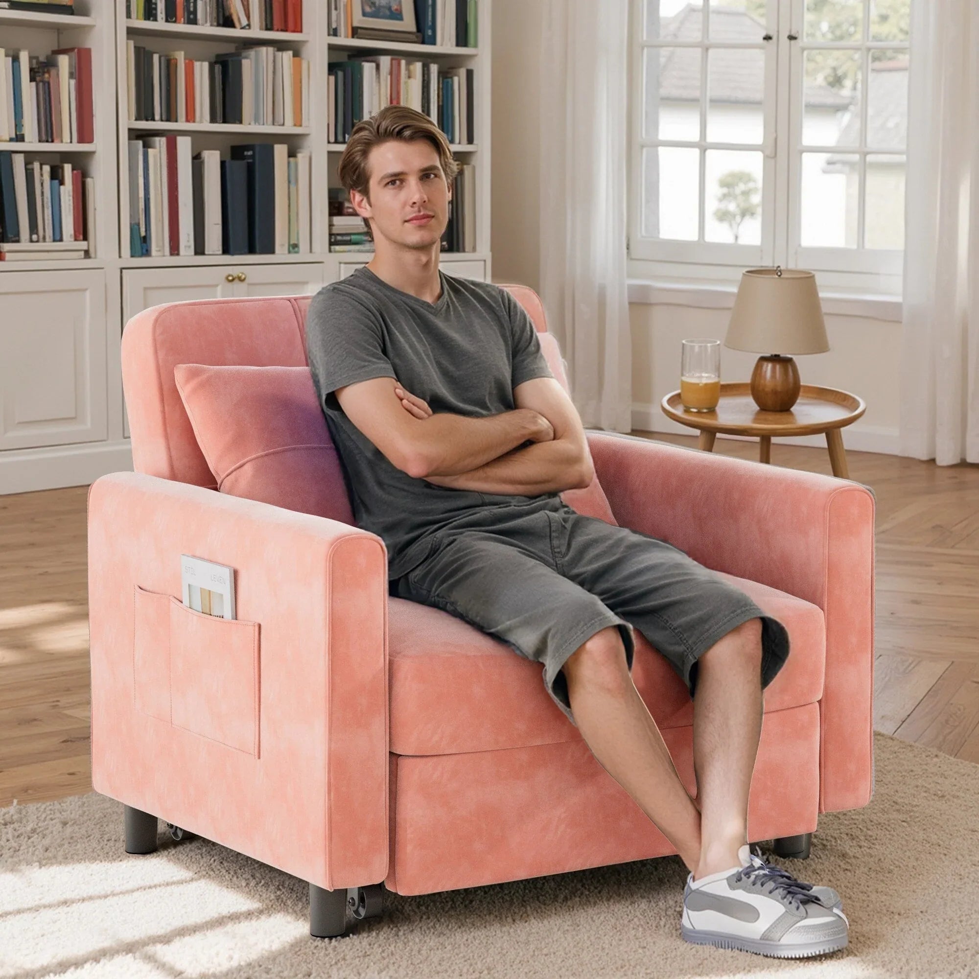 Divano letto trasformabile 3-in-1, Poltrona letto estraibile, Letto pieghevole convertibile per soggiorno
