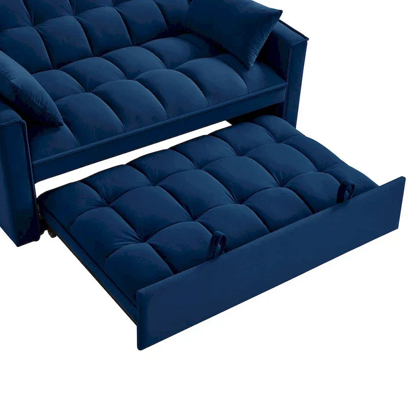 Divano Letto Estraibile 4-in-1 - Divanetto in Velluto - Divano Letto Convertibile con Schienale Reclinabile, 2 Tasche Laterali