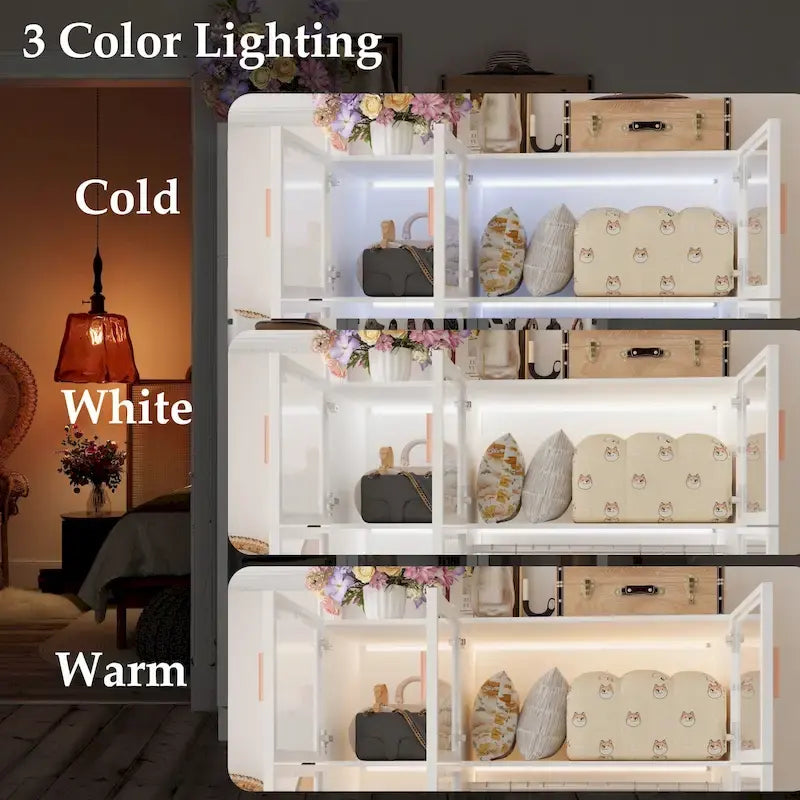 Armadio con ante in vetro da 120 cm con luce LED integrata