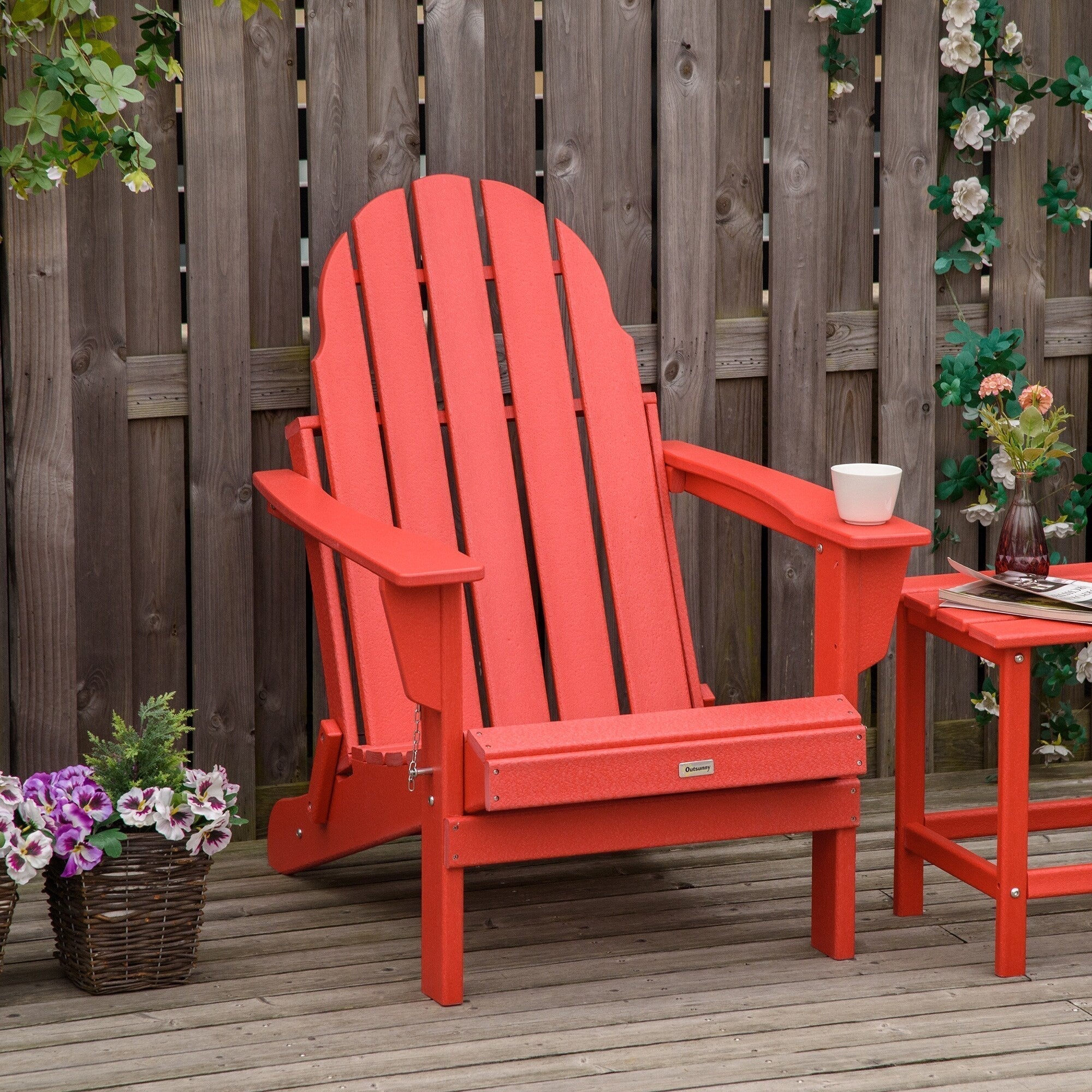 Sedia Adirondack pieghevole, sedie a sdraio in plastica HDPE per esterni per tutte le stagioni, per patio, terrazza e arredi da giardino