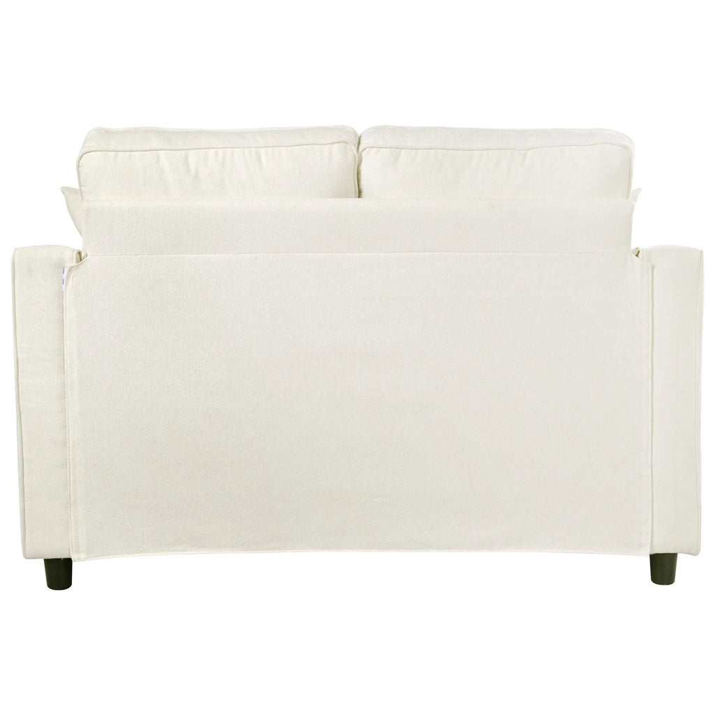 Divano Letto Chaise Longue in ciniglia, Divano Imbottito con Schienale Trapuntato e 2 Cuscini Rimovibili per Soggiorno
