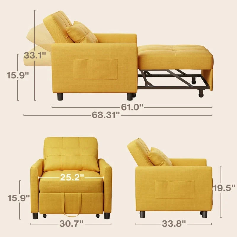Divano letto trasformabile 3-in-1, Poltrona letto estraibile, Letto pieghevole convertibile per soggiorno