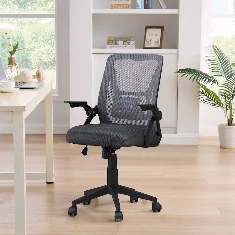 Javlergo Sedia da Ufficio Girevole a Schienale Medio con Supporto Lombare, Sedia da Scrivania Ergonomica da Computer in Rete con Braccioli