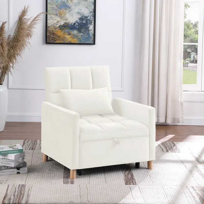 Divano letto 3 in 1 convertibile, poltrona e lettino, nero