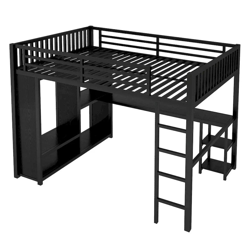 Struttura letto a soppalco full XL con armadio integrato
