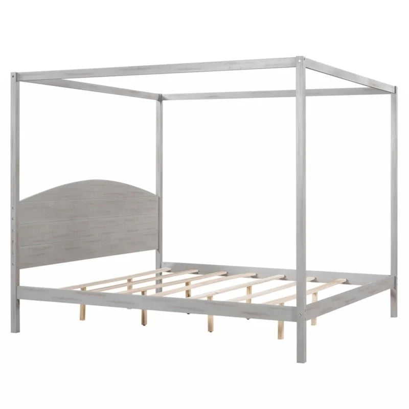 Letto a piattaforma a baldacchino King Size con testiera e gambe di supporto