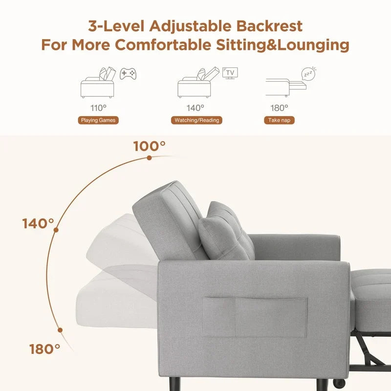 Divano letto trasformabile 3-in-1, Poltrona letto estraibile, Letto pieghevole convertibile per soggiorno