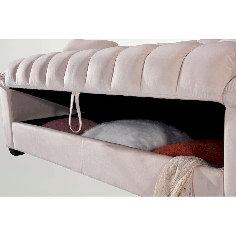 Divano letto convertibile in velluto da 82,7" con 2 cuscini