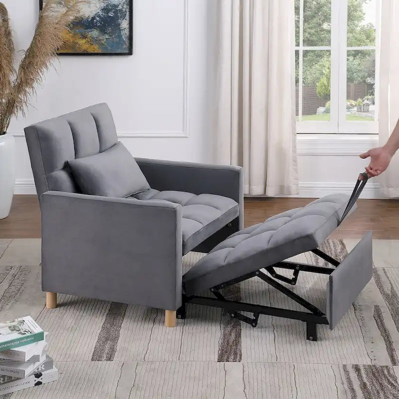 Divano letto 3 in 1 convertibile, poltrona e lettino, nero