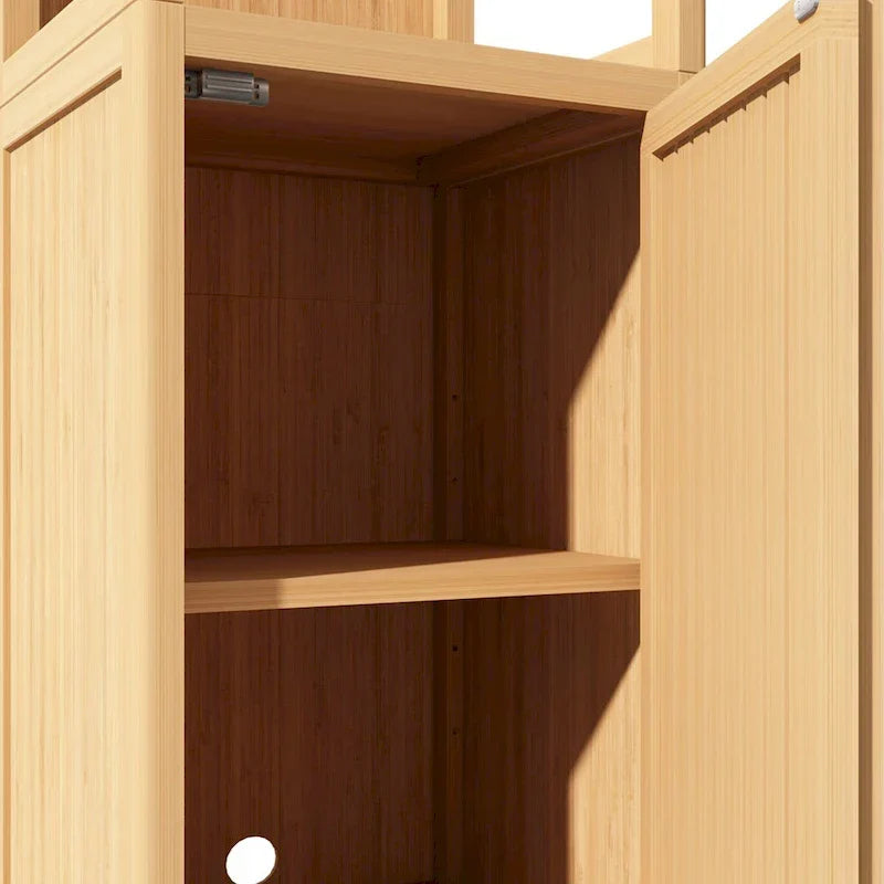 Mobile bagno alto 52 a 1 anta in legno naturale con ripiano a giorno