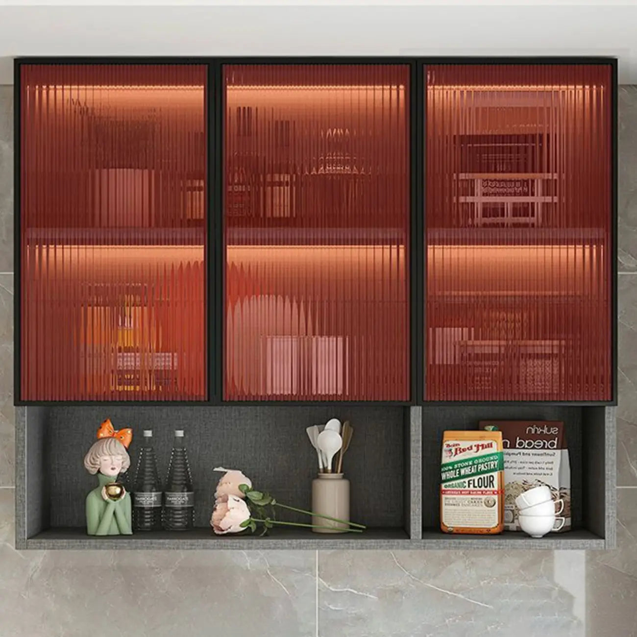 Madia pensile da cucina grigia in legno