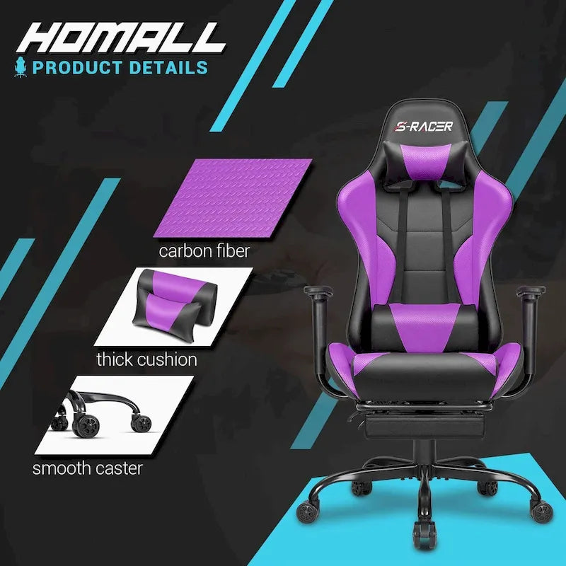 Sedia da gaming con poggiapiedi - Sedia da scrivania ergonomica