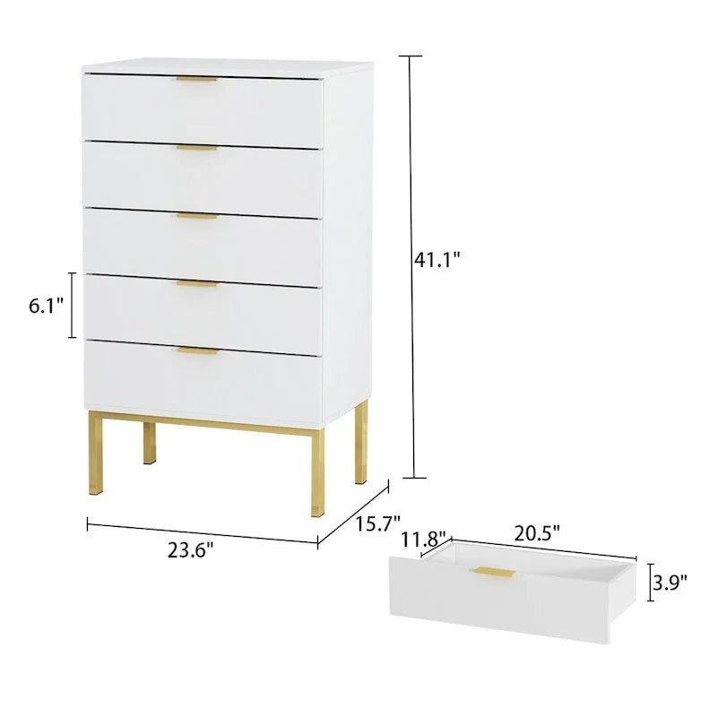 Cassettiera a 5 cassetti Comodino Armadietto contenitore 23,6 L Bianco/Nero