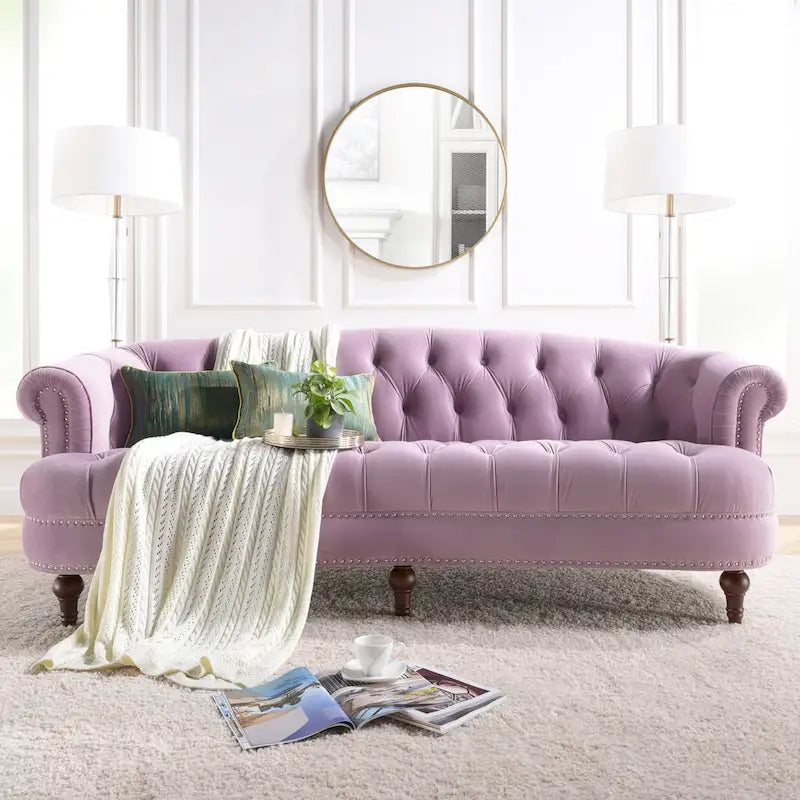 Divano Chesterfield trapuntato in velluto La Rosa 84 Mid-Century Modern