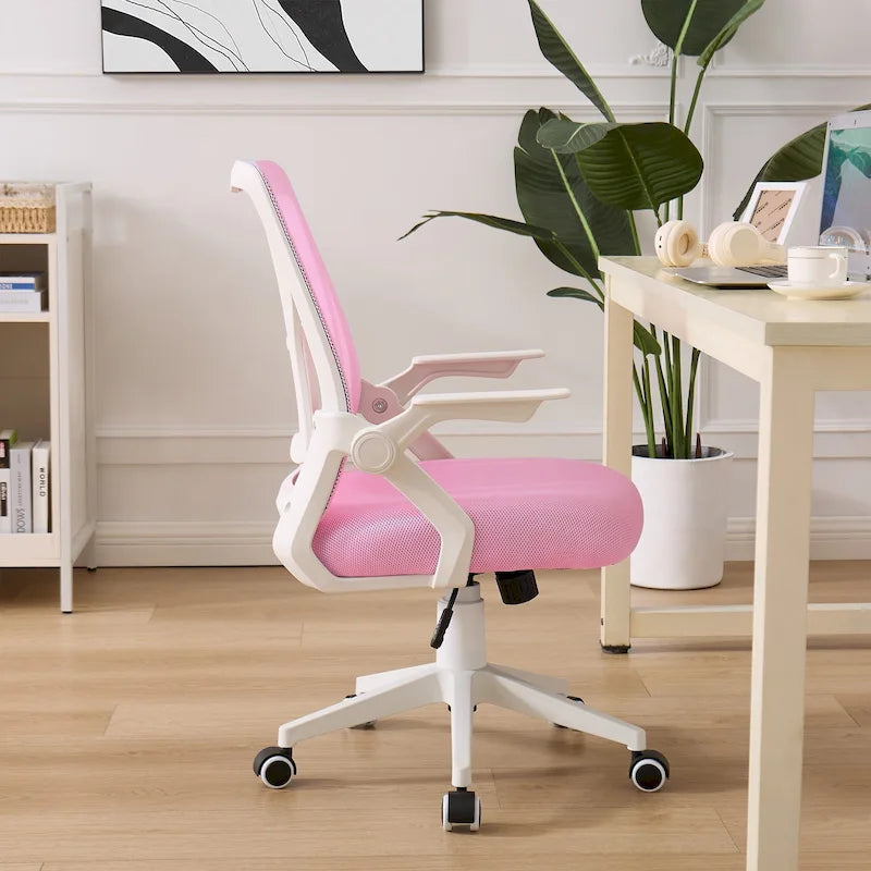 Javlergo Sedia da Ufficio Girevole a Schienale Medio con Supporto Lombare, Sedia da Scrivania Ergonomica da Computer in Rete con Braccioli