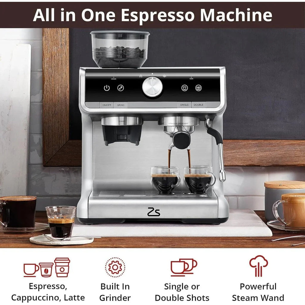 Macchina da caffè espresso, con macinacaffè, serbatoio dell'acqua da 2,8 L