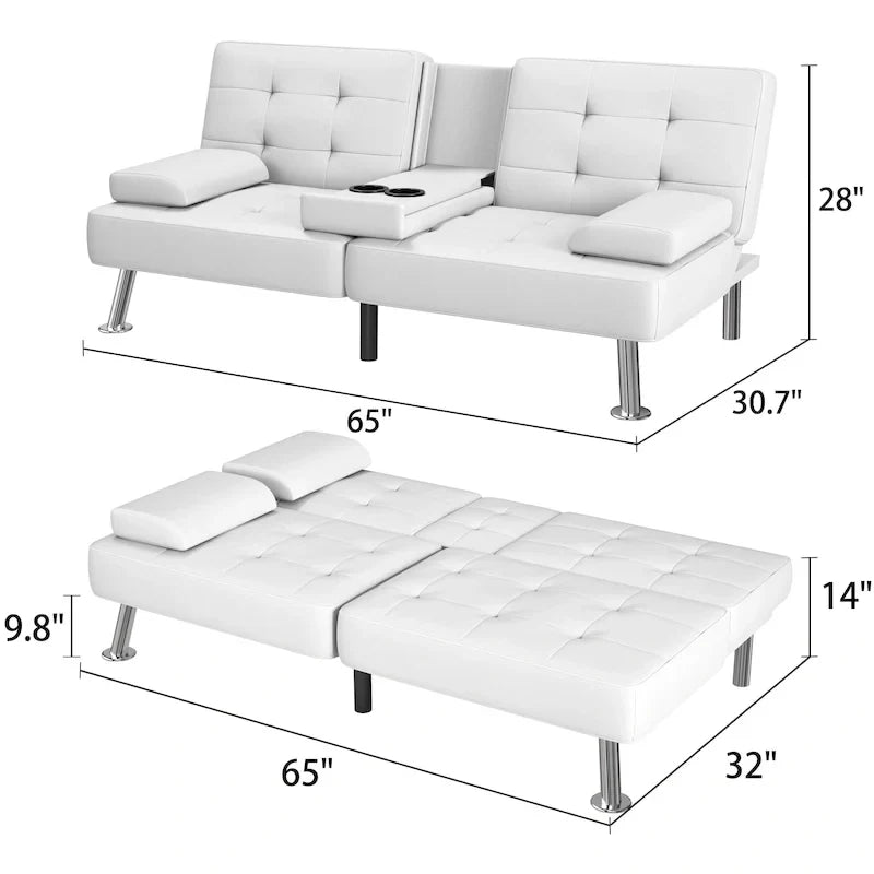 Divano letto futon convertibile Homall con portabicchieri e cuscini