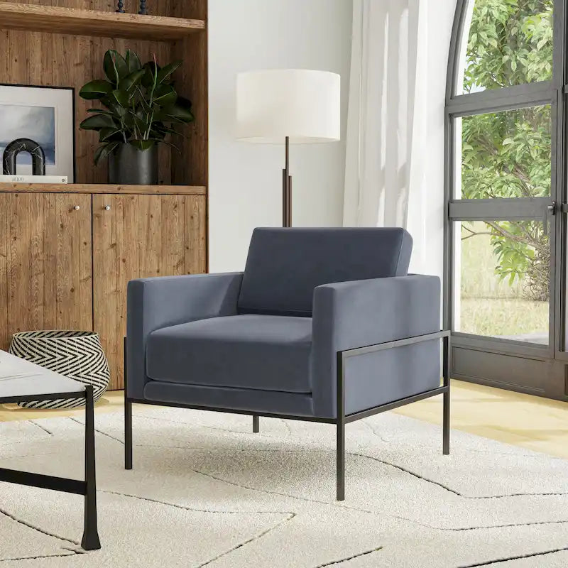 Poltrona club moderna HomePop imbottita con struttura in metallo