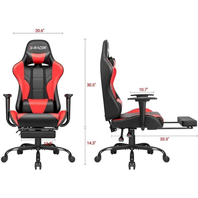 Sedia da gaming con poggiapiedi - Sedia da scrivania ergonomica